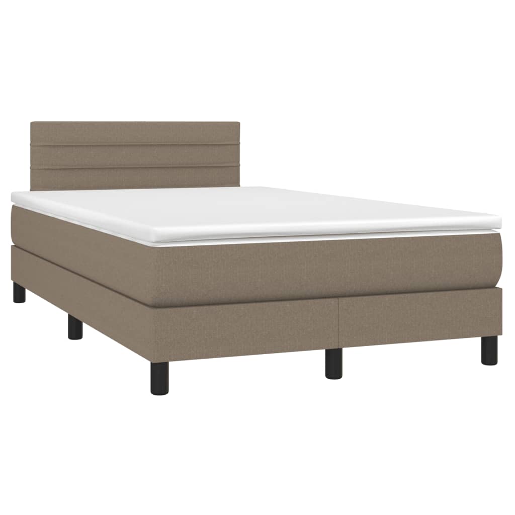 Boxspring met matras en LED stof taupe 120x190 cm is nu te koop bij PeponiXL, paradijselijk wonen!