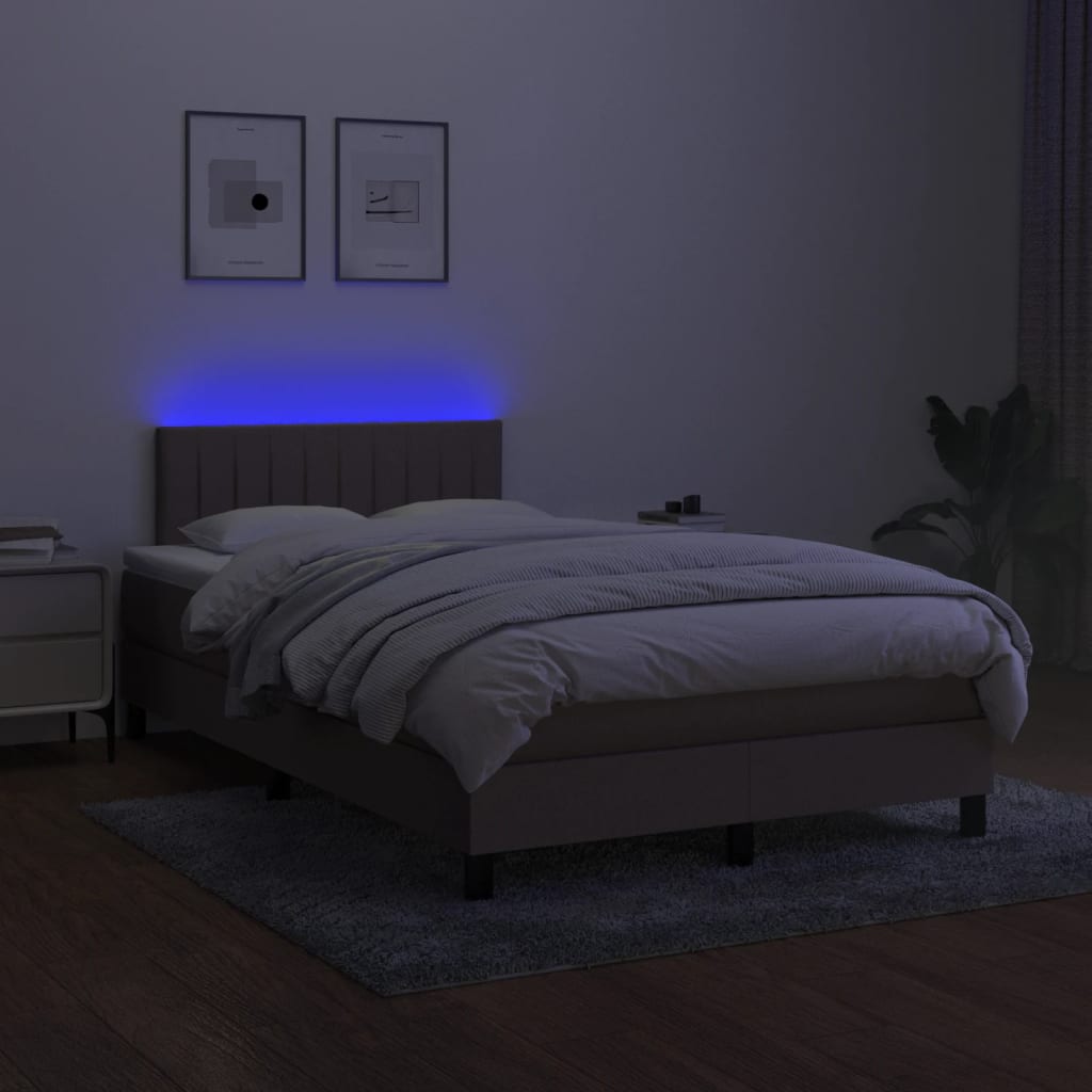 Boxspring met matras en LED stof taupe 120x190 cm is nu te koop bij PeponiXL, paradijselijk wonen!