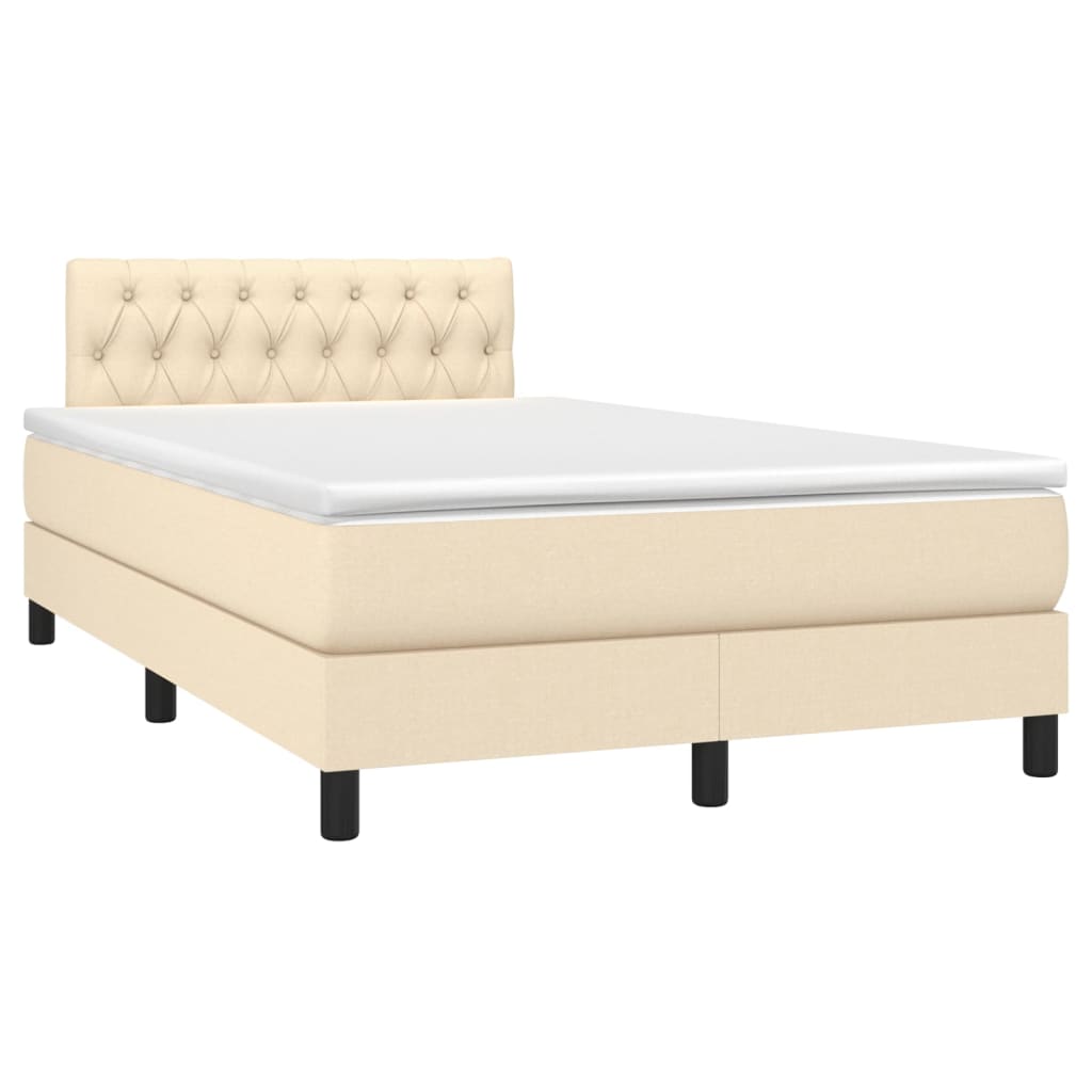 Boxspring met matras en LED stof crèmekleurig 120x190 cm is nu te koop bij PeponiXL, paradijselijk wonen!