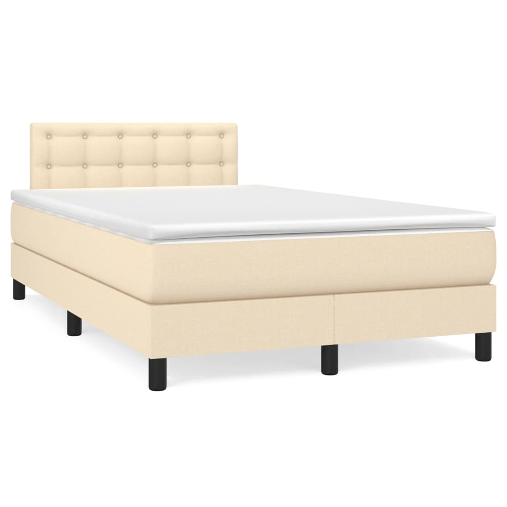 Boxspring met matras en LED stof crèmekleurig 120x190 cm is nu te koop bij PeponiXL, paradijselijk wonen!