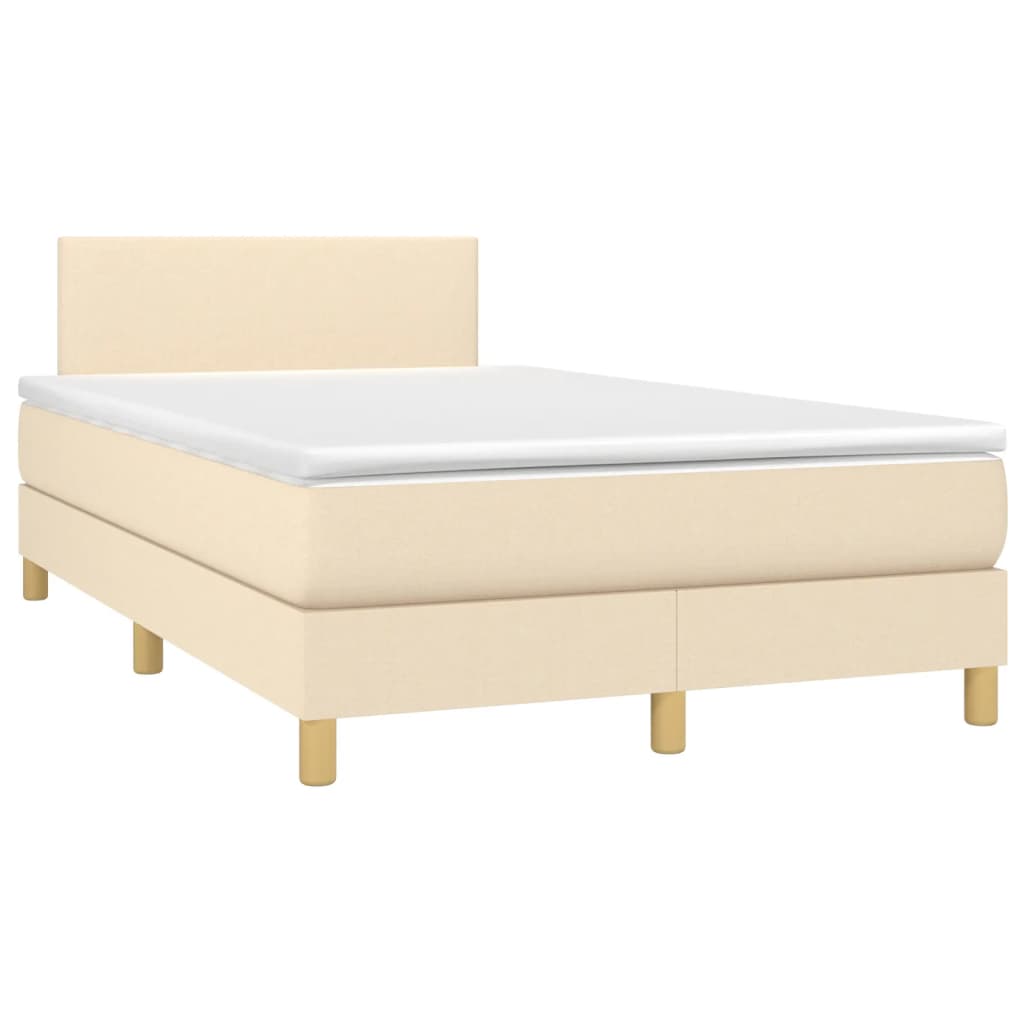 Boxspring met matras en LED stof crèmekleurig 120x190 cm is nu te koop bij PeponiXL, paradijselijk wonen!