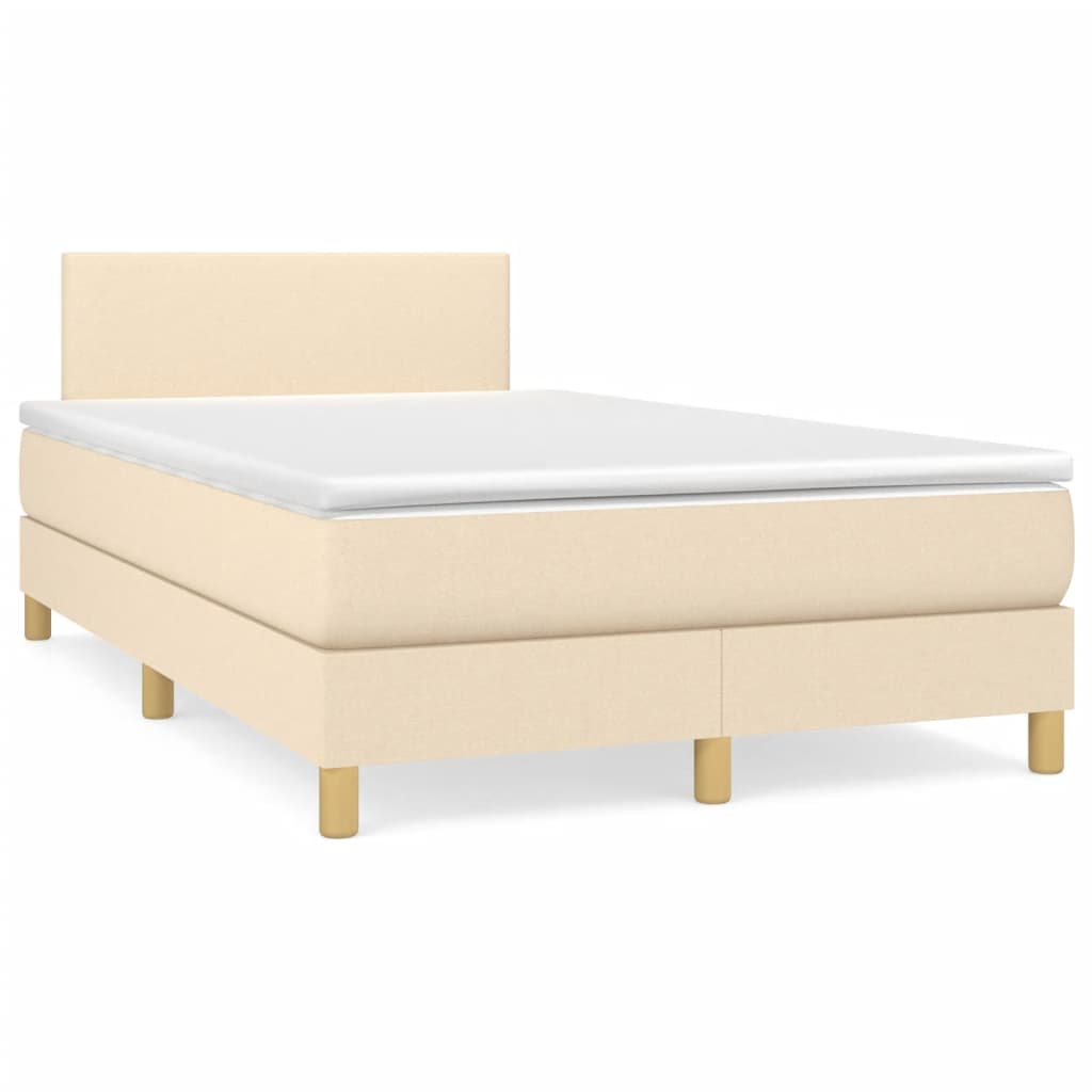 Boxspring met matras en LED stof crèmekleurig 120x190 cm is nu te koop bij PeponiXL, paradijselijk wonen!
