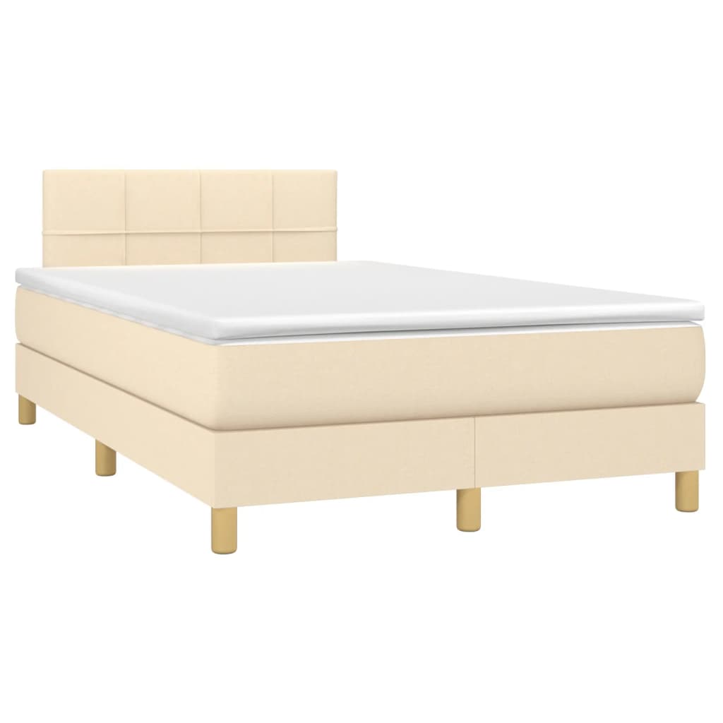 Boxspring met matras en LED stof crèmekleurig 120x190 cm is nu te koop bij PeponiXL, paradijselijk wonen!