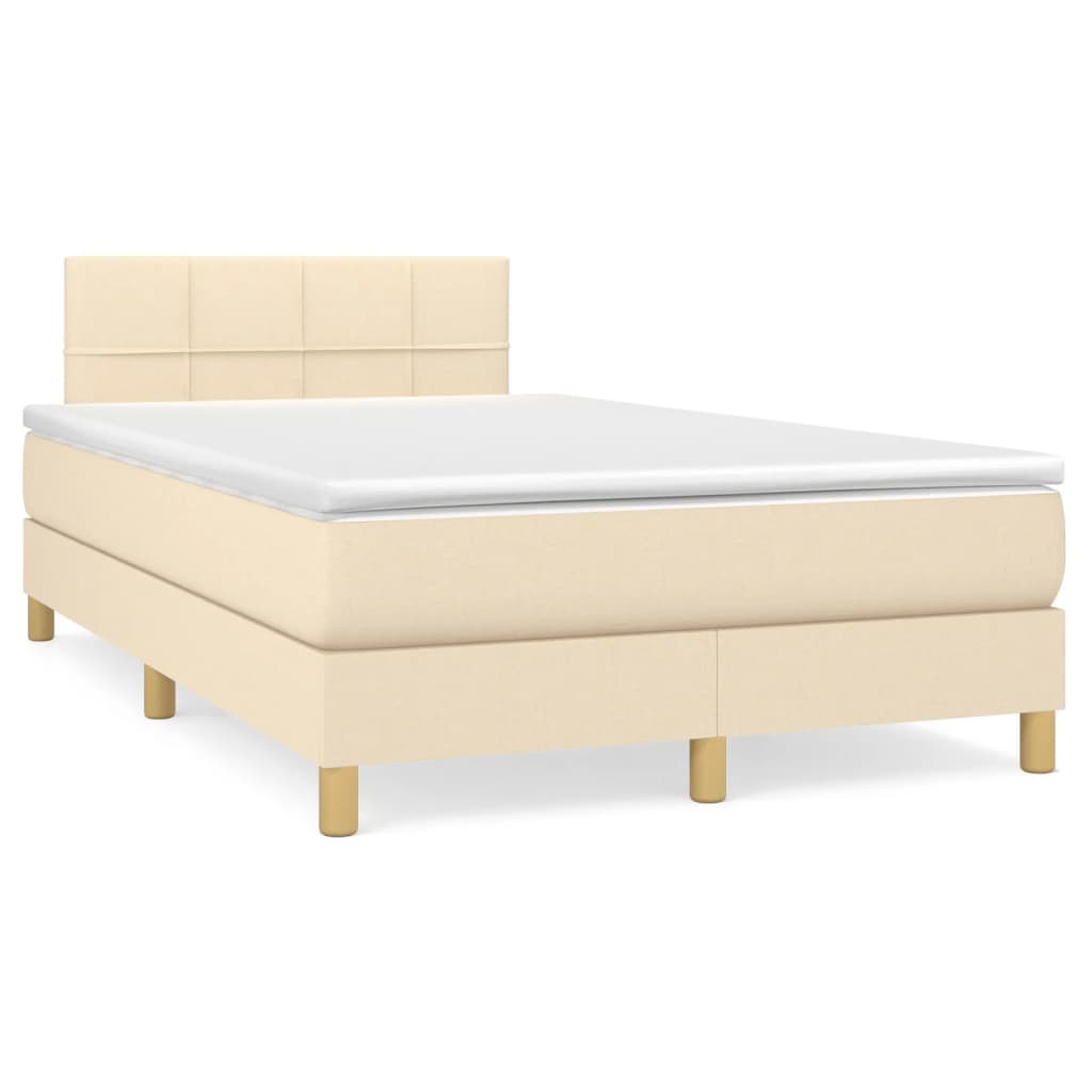 Boxspring met matras en LED stof crèmekleurig 120x190 cm is nu te koop bij PeponiXL, paradijselijk wonen!