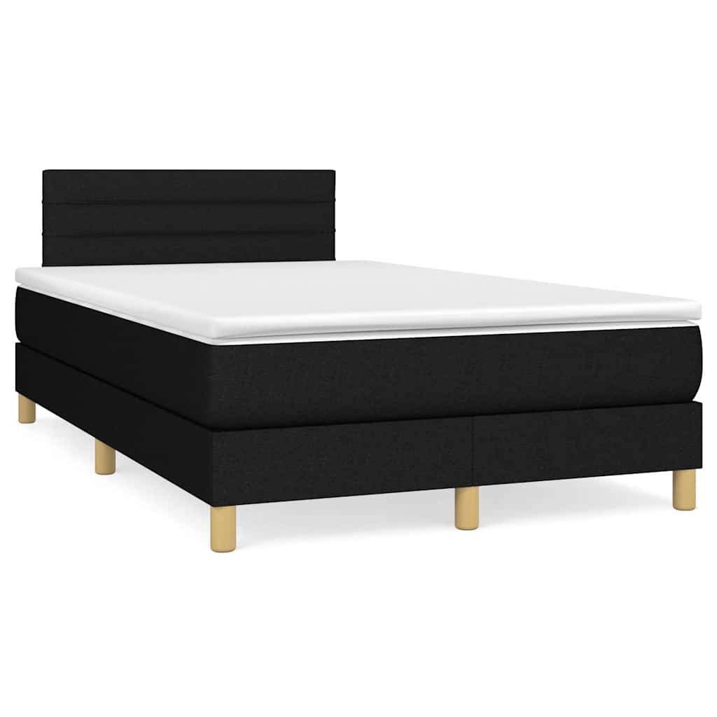 Boxspring met matras en LED stof zwart 120x190 cm is nu te koop bij PeponiXL, paradijselijk wonen!
