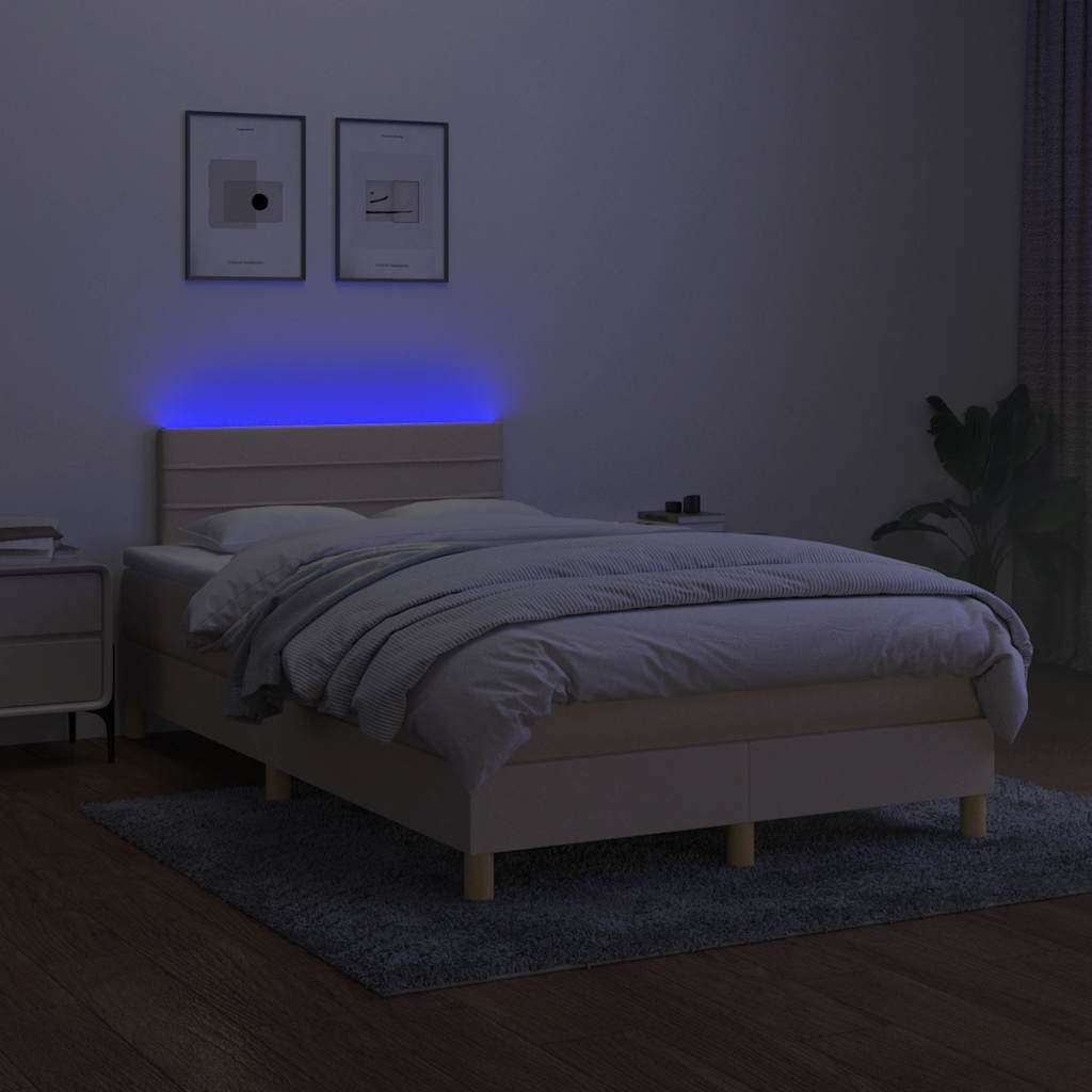Boxspring met matras en LED stof crèmekleurig 120x190 cm is nu te koop bij PeponiXL, paradijselijk wonen!