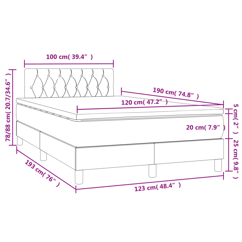 Boxspring met matras en LED stof taupe 120x190 cm is nu te koop bij PeponiXL, paradijselijk wonen!