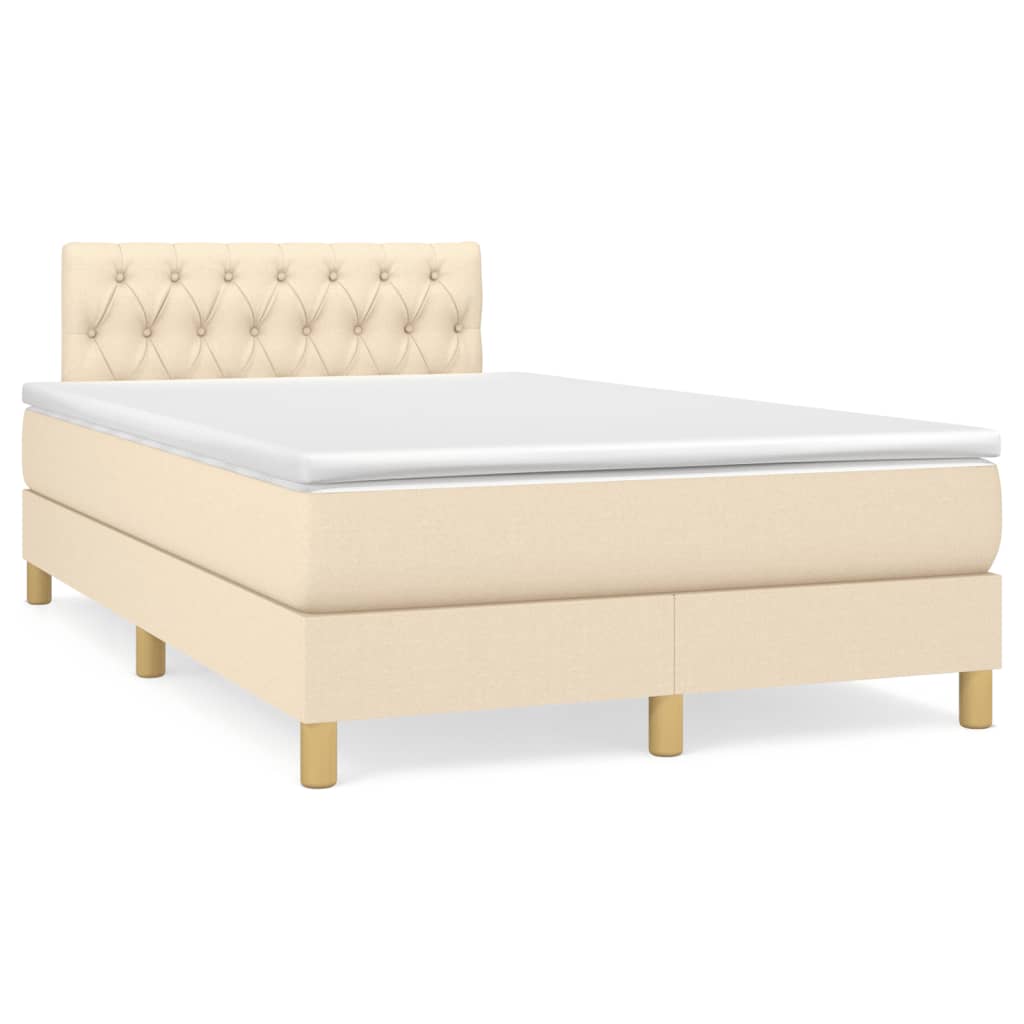 Boxspring met matras en LED stof crèmekleurig 120x190 cm is nu te koop bij PeponiXL, paradijselijk wonen!