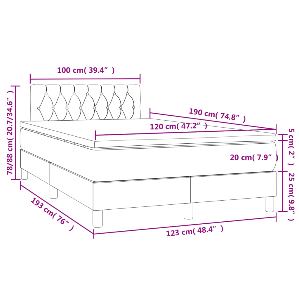 Boxspring met matras en LED stof blauw 120x190 cm is nu te koop bij PeponiXL, paradijselijk wonen!