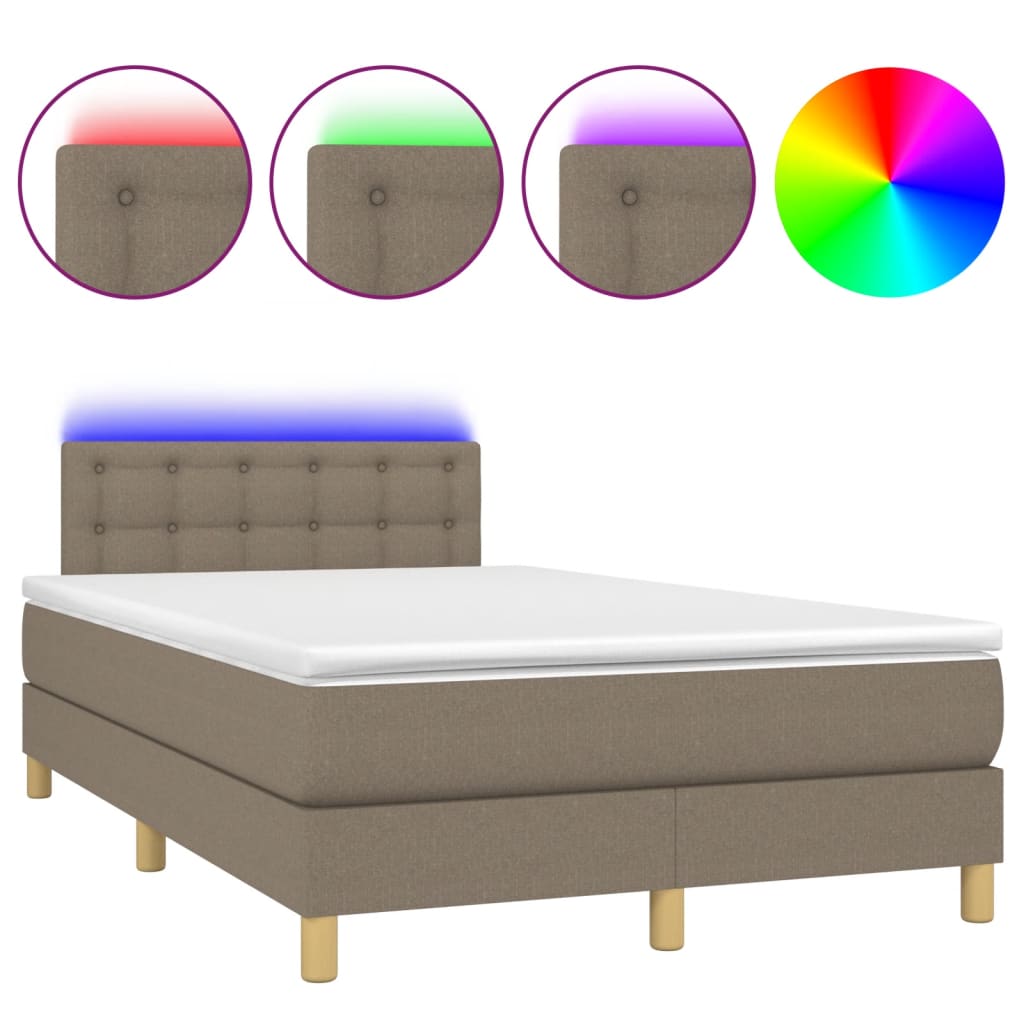 Boxspring met matras en LED stof taupe 120x190 cm is nu te koop bij PeponiXL, paradijselijk wonen!