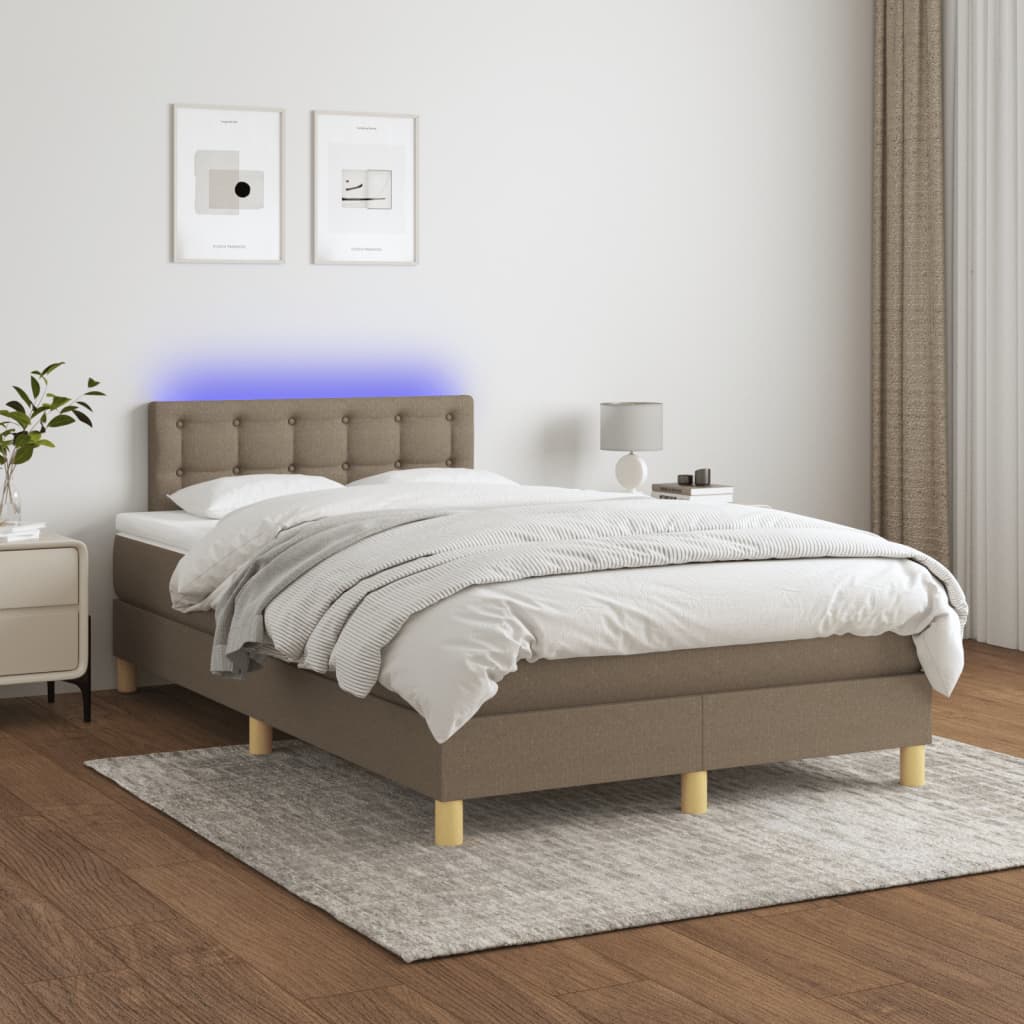 Boxspring met matras en LED stof taupe 120x190 cm is nu te koop bij PeponiXL, paradijselijk wonen!