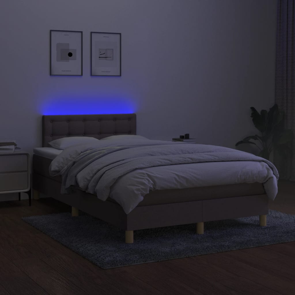 Boxspring met matras en LED stof taupe 120x190 cm is nu te koop bij PeponiXL, paradijselijk wonen!