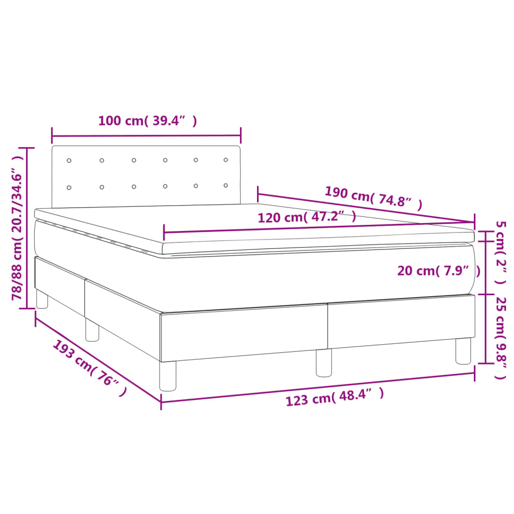 Boxspring met matras en LED stof taupe 120x190 cm is nu te koop bij PeponiXL, paradijselijk wonen!