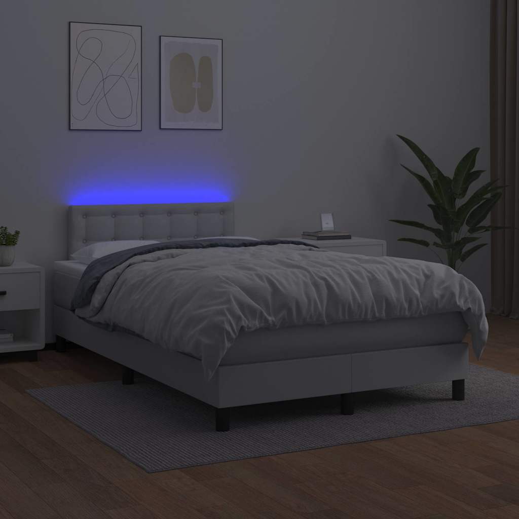 Boxspring met matras en LED kunstleer zwart 120x190 cm is nu te koop bij PeponiXL, paradijselijk wonen!