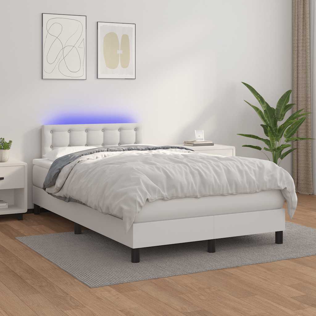 Boxspring met matras en LED kunstleer zwart 120x190 cm is nu te koop bij PeponiXL, paradijselijk wonen!