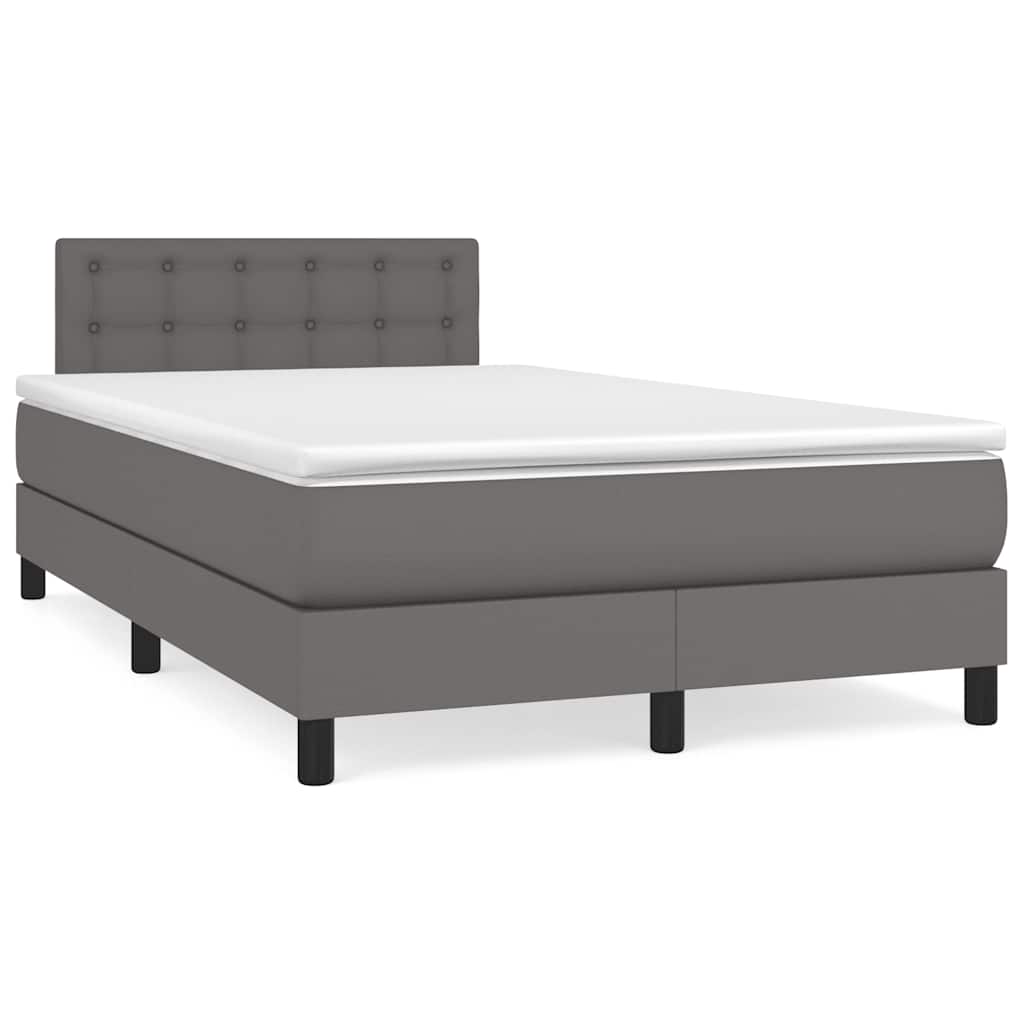 Boxspring met matras en LED kunstleer grijs 120x190 cm is nu te koop bij PeponiXL, paradijselijk wonen!