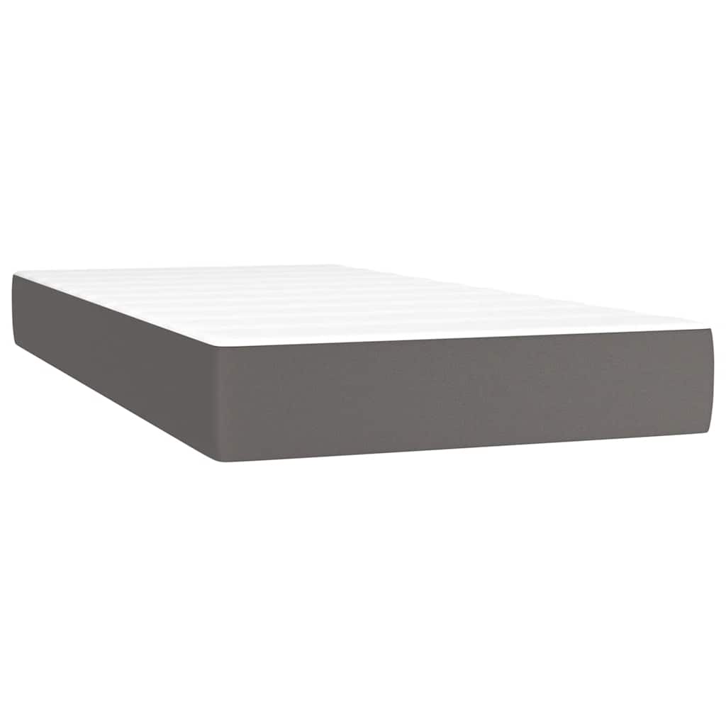 Boxspring met matras en LED kunstleer grijs 120x190 cm is nu te koop bij PeponiXL, paradijselijk wonen!
