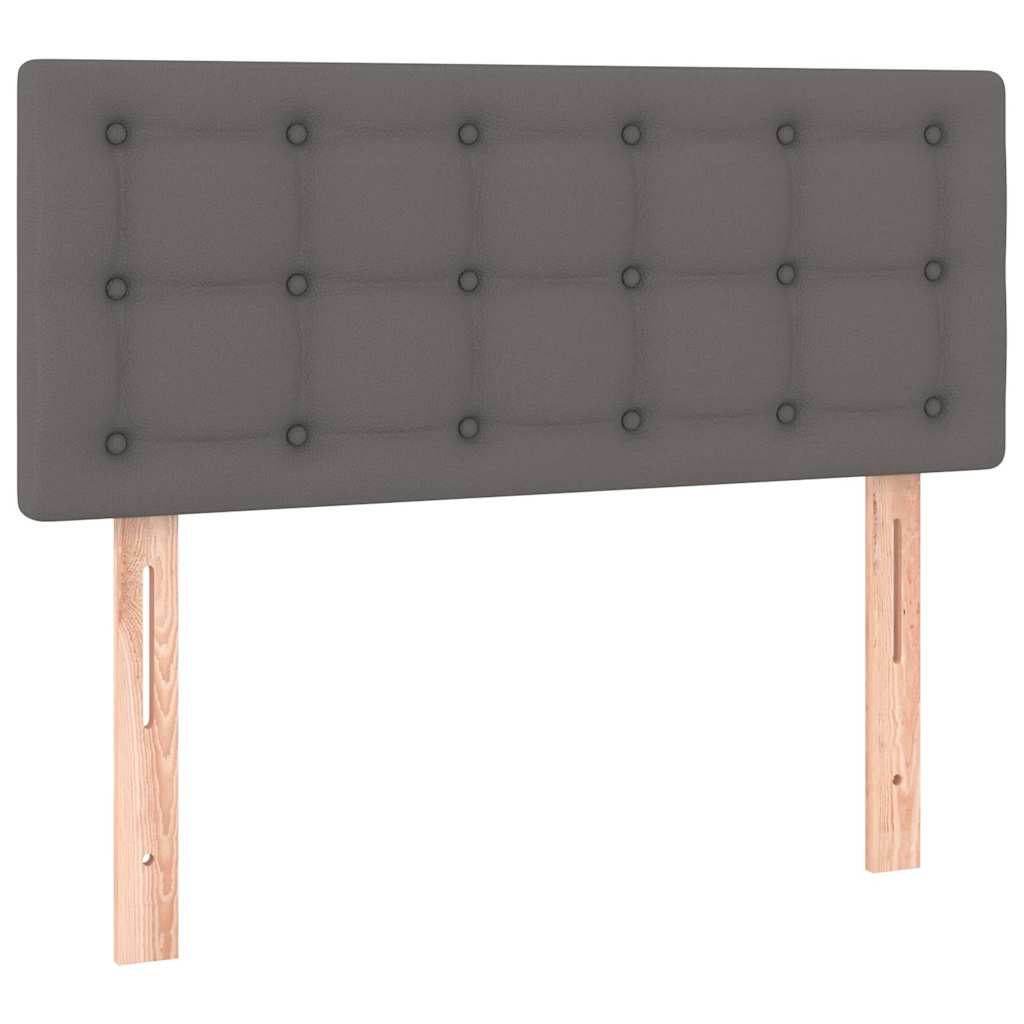 Boxspring met matras en LED kunstleer grijs 120x190 cm is nu te koop bij PeponiXL, paradijselijk wonen!