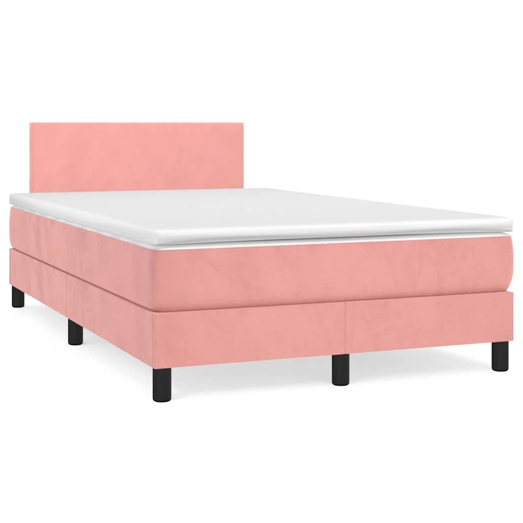 Boxspring met matras en LED fluweel roze 120x190 cm is nu te koop bij PeponiXL, paradijselijk wonen!