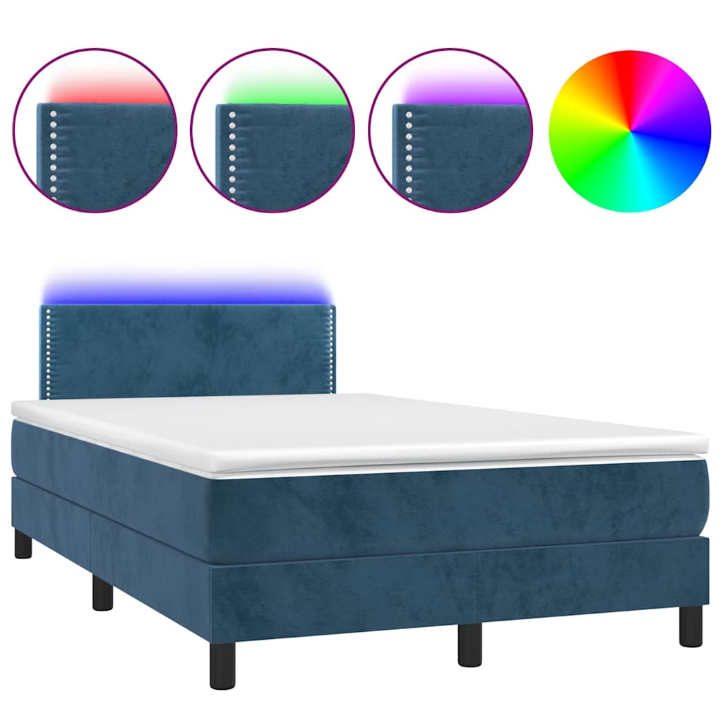 Boxspring met matras en LED fluweel donkerblauw 120x190 cm is nu te koop bij PeponiXL, paradijselijk wonen!