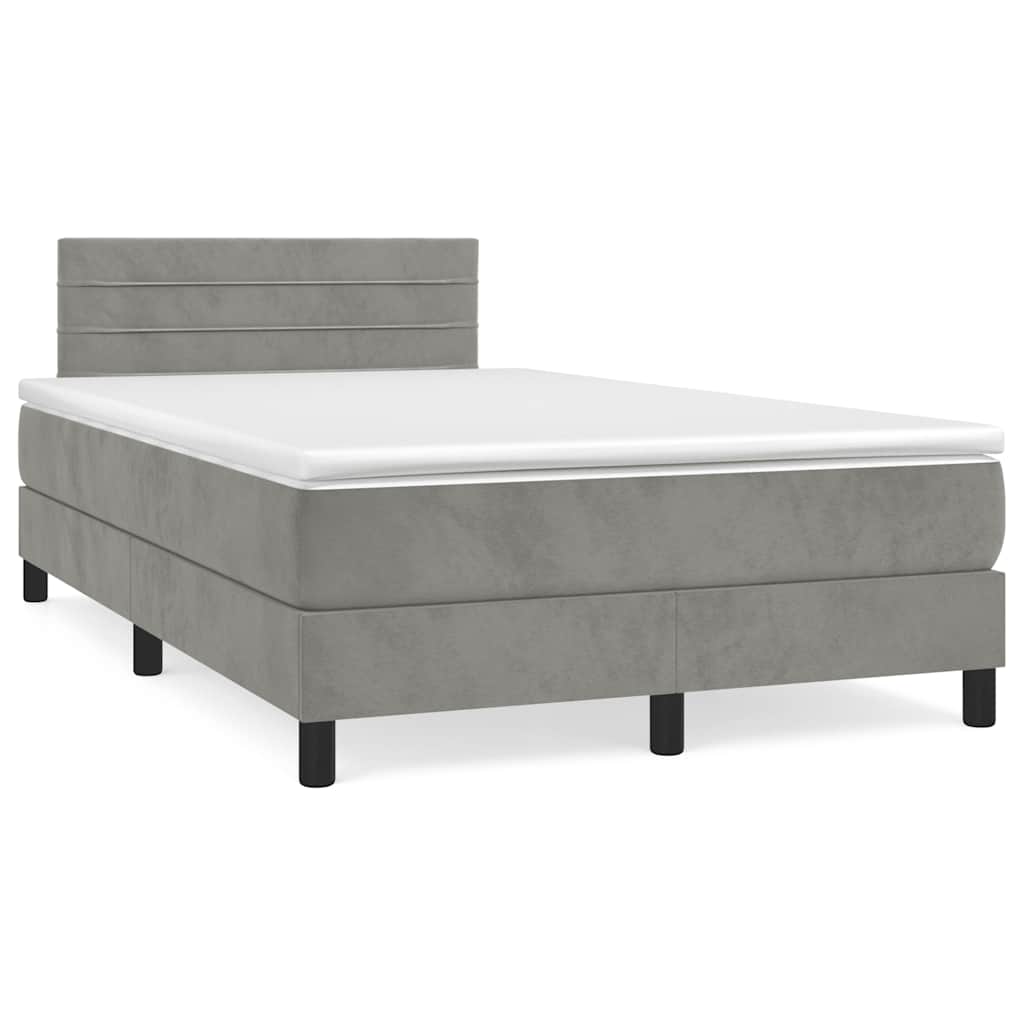 Boxspring met matras en LED fluweel lichtgrijs 120x190 cm is nu te koop bij PeponiXL, paradijselijk wonen!