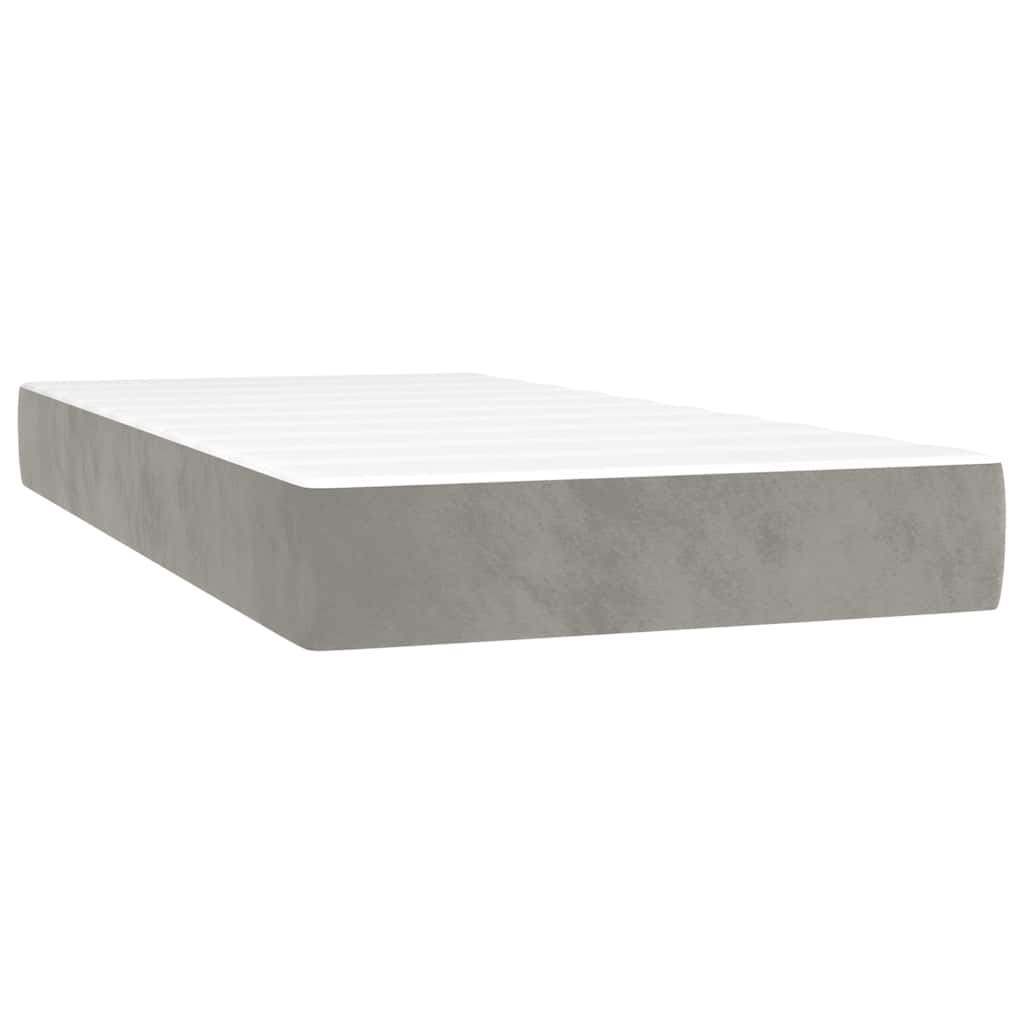 Boxspring met matras en LED fluweel lichtgrijs 120x190 cm is nu te koop bij PeponiXL, paradijselijk wonen!