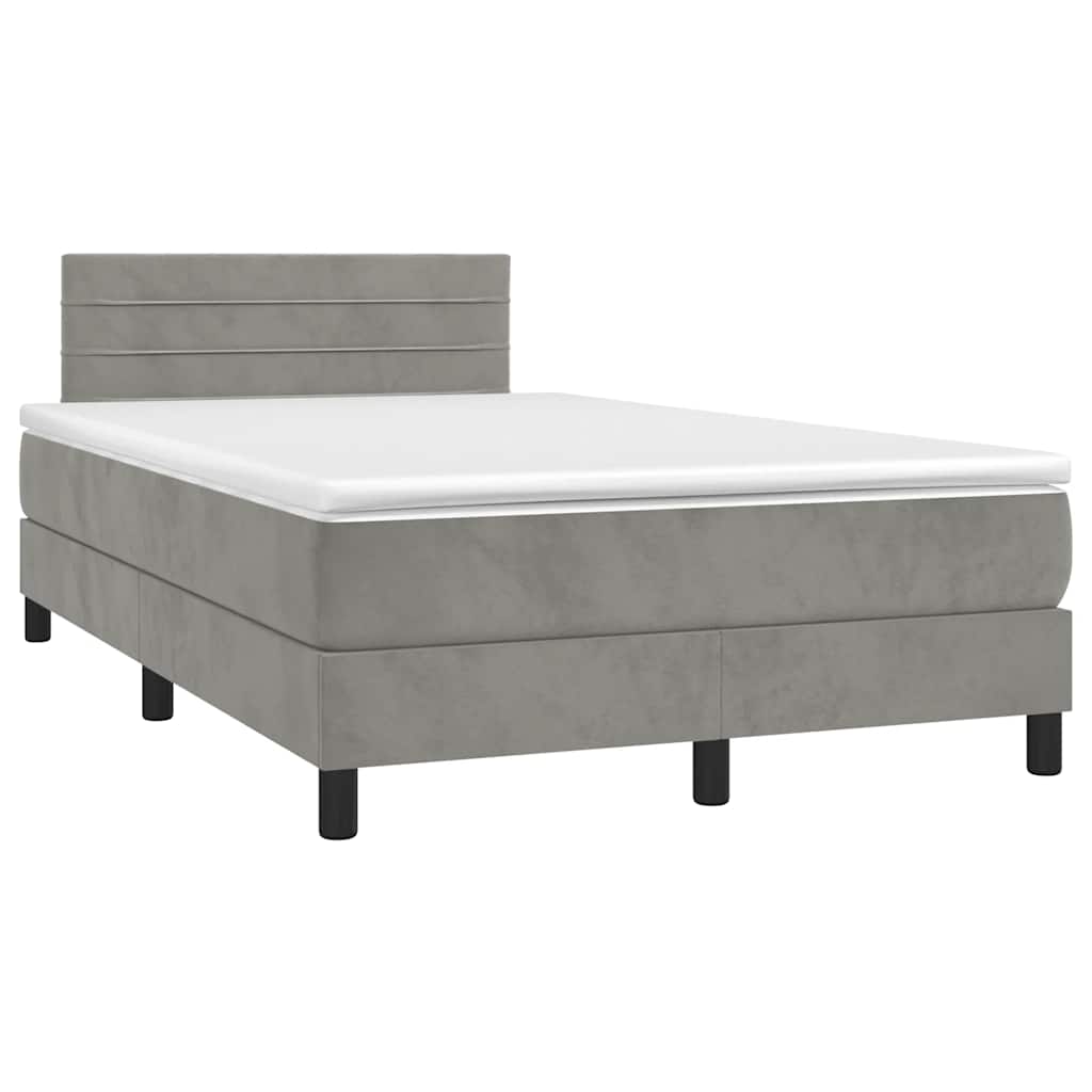 Boxspring met matras en LED fluweel lichtgrijs 120x190 cm is nu te koop bij PeponiXL, paradijselijk wonen!