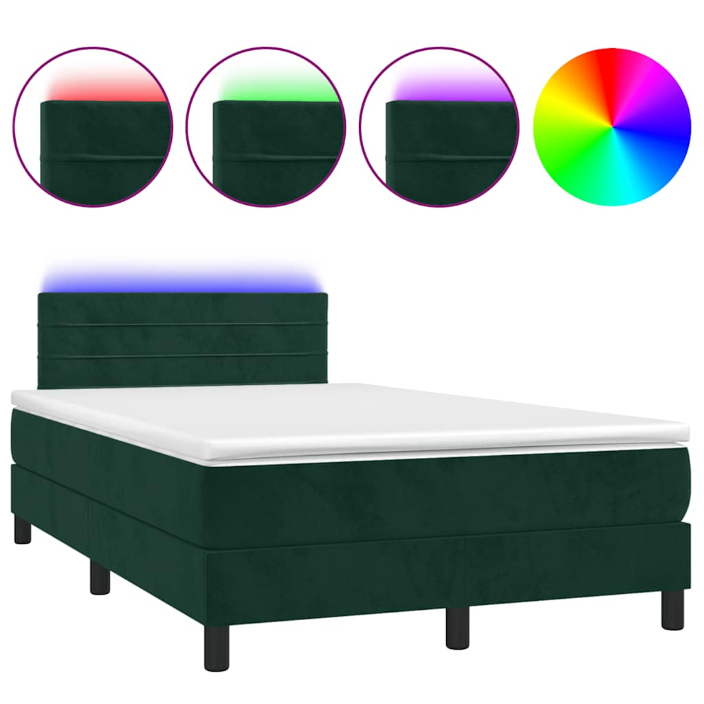 Boxspring met matras en LED fluweel donkergroen 120x190 cm is nu te koop bij PeponiXL, paradijselijk wonen!