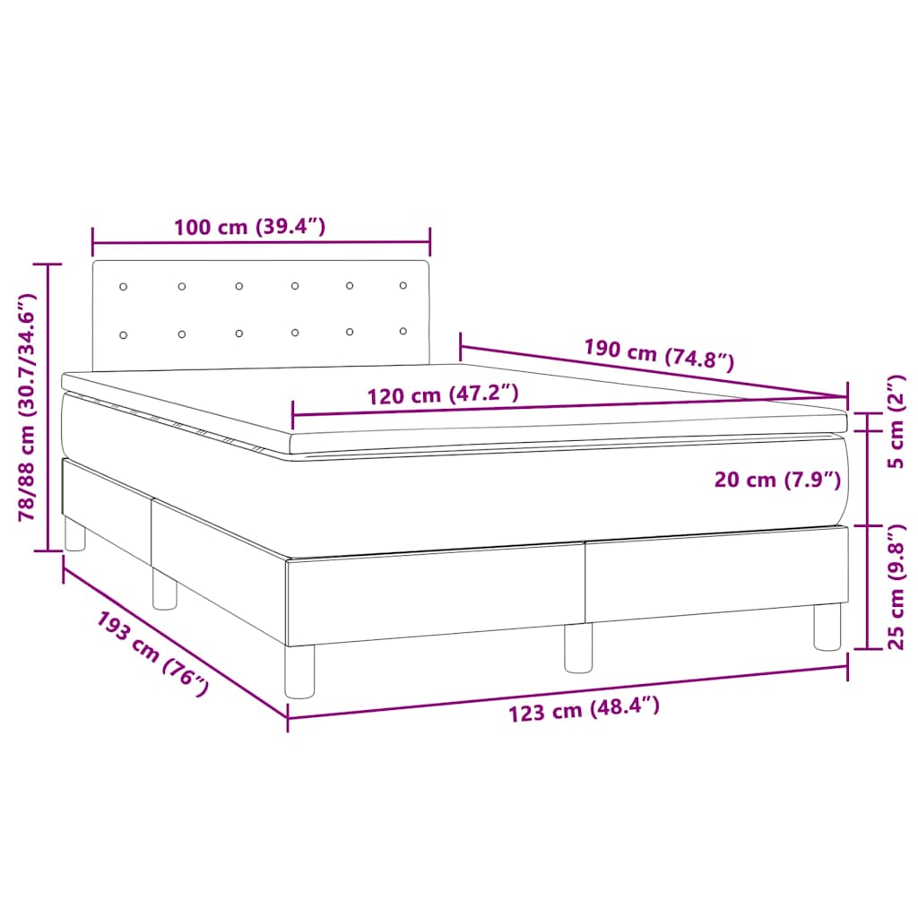 Boxspring met matras en LED fluweel roze 120x190 cm is nu te koop bij PeponiXL, paradijselijk wonen!