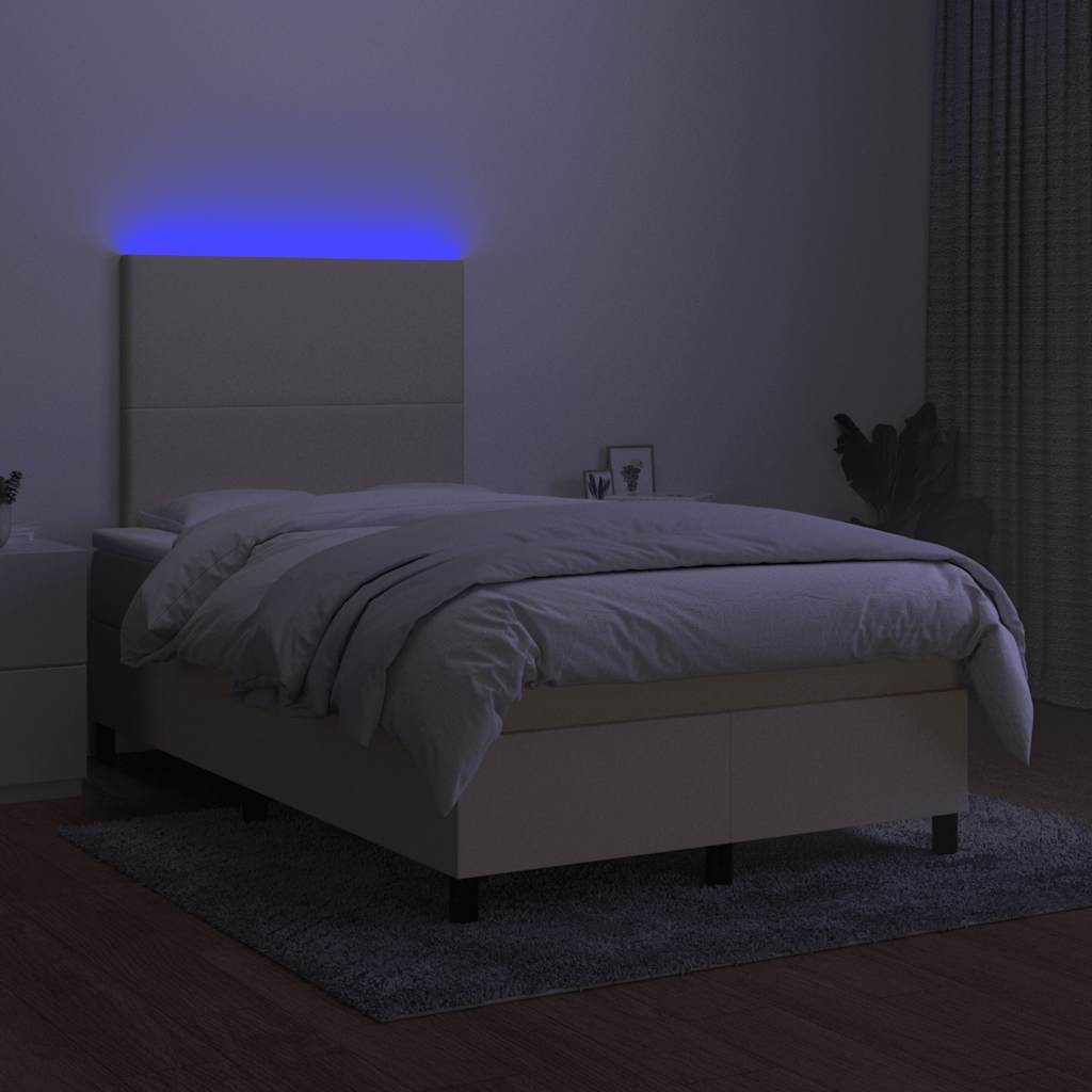 Boxspring met matras en LED stof crèmekleurig 120x190 cm is nu te koop bij PeponiXL, paradijselijk wonen!