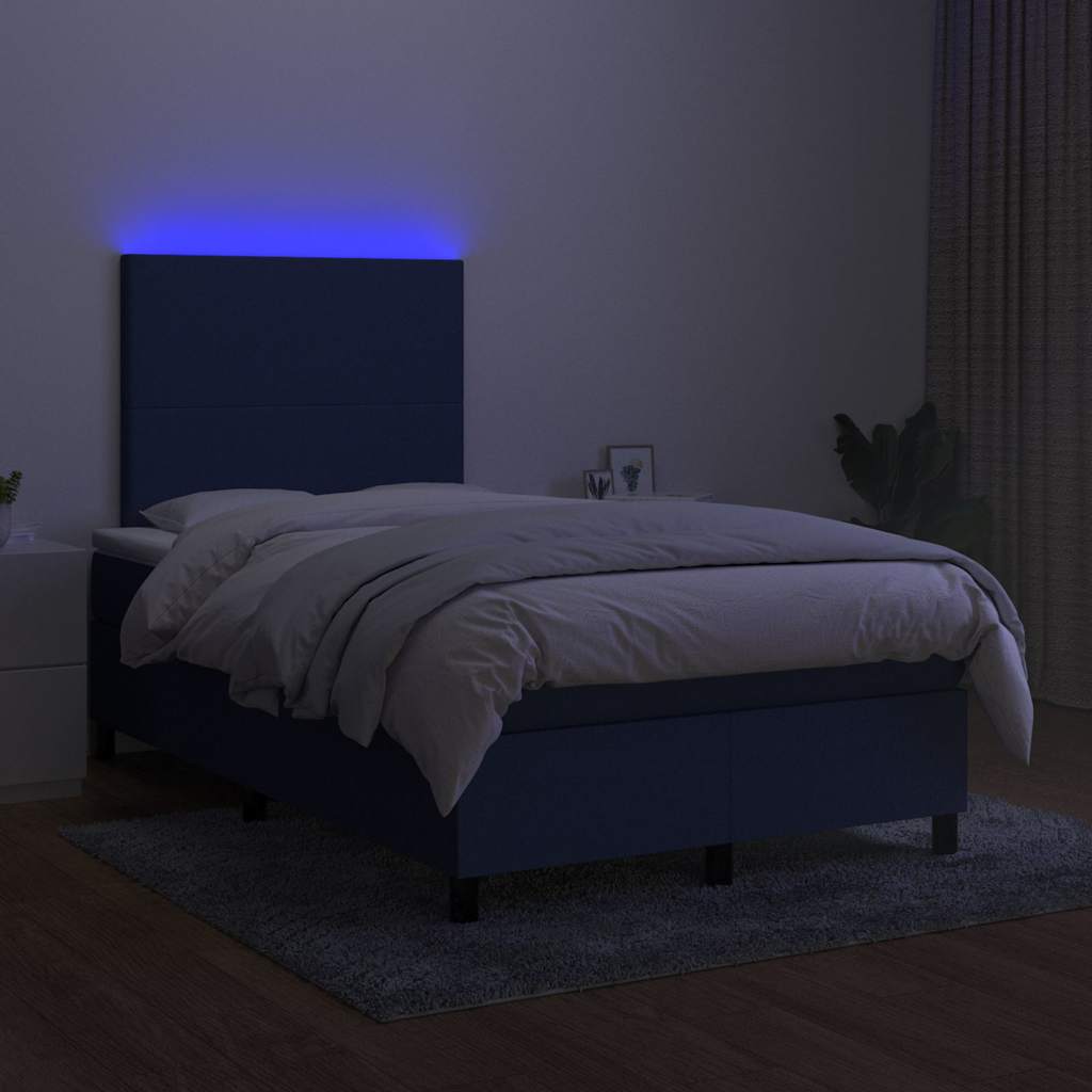 Boxspring met matras en LED stof blauw 120x190 cm is nu te koop bij PeponiXL, paradijselijk wonen!