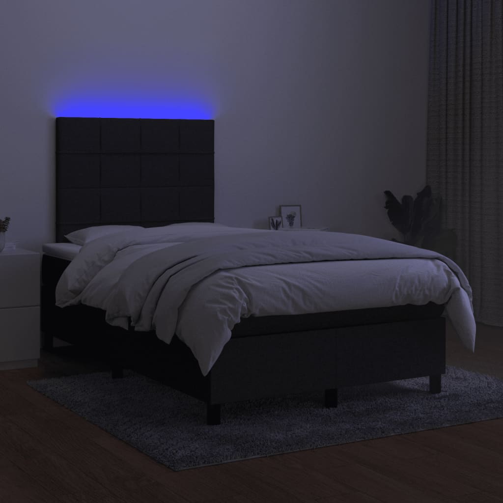 Boxspring met matras en LED stof zwart 120x190 cm is nu te koop bij PeponiXL, paradijselijk wonen!