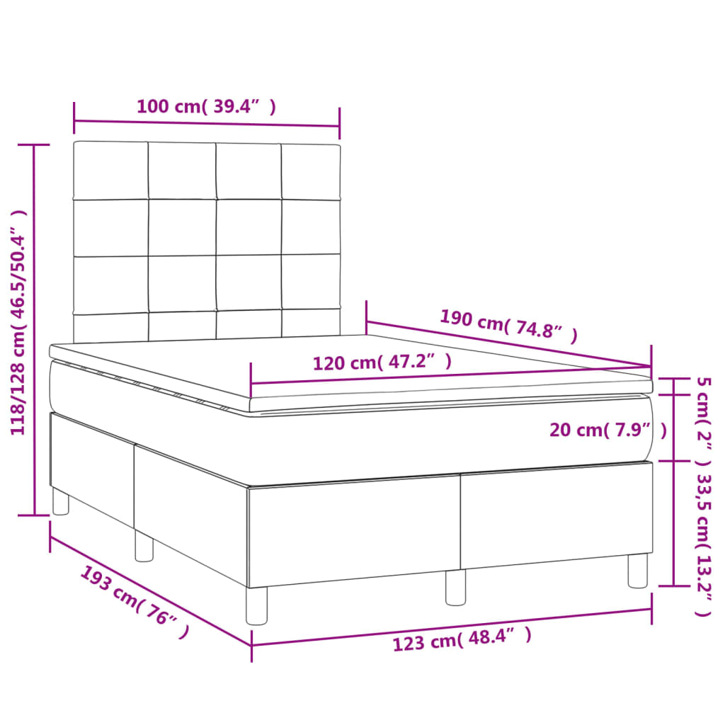 Boxspring met matras en LED stof zwart 120x190 cm is nu te koop bij PeponiXL, paradijselijk wonen!