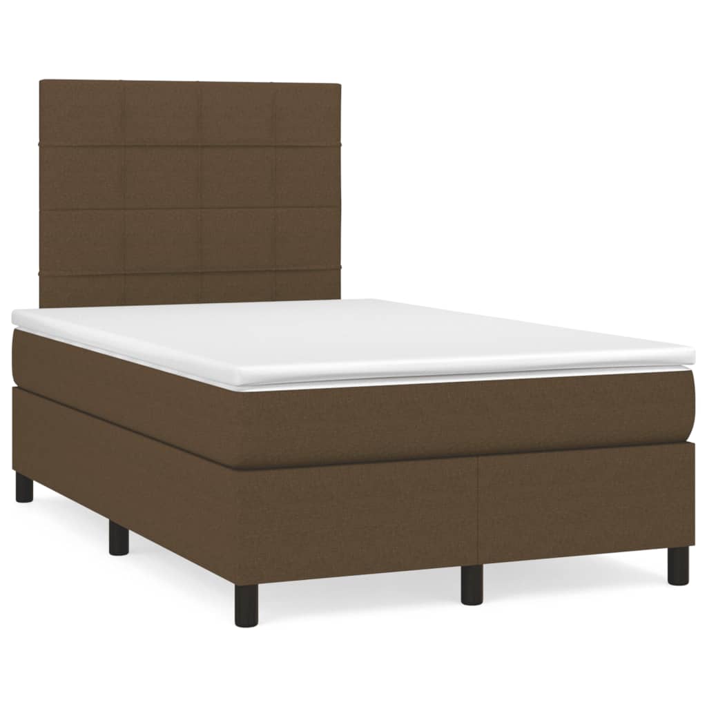 Boxspring met matras en LED stof donkerbruin 120x190 cm is nu te koop bij PeponiXL, paradijselijk wonen!
