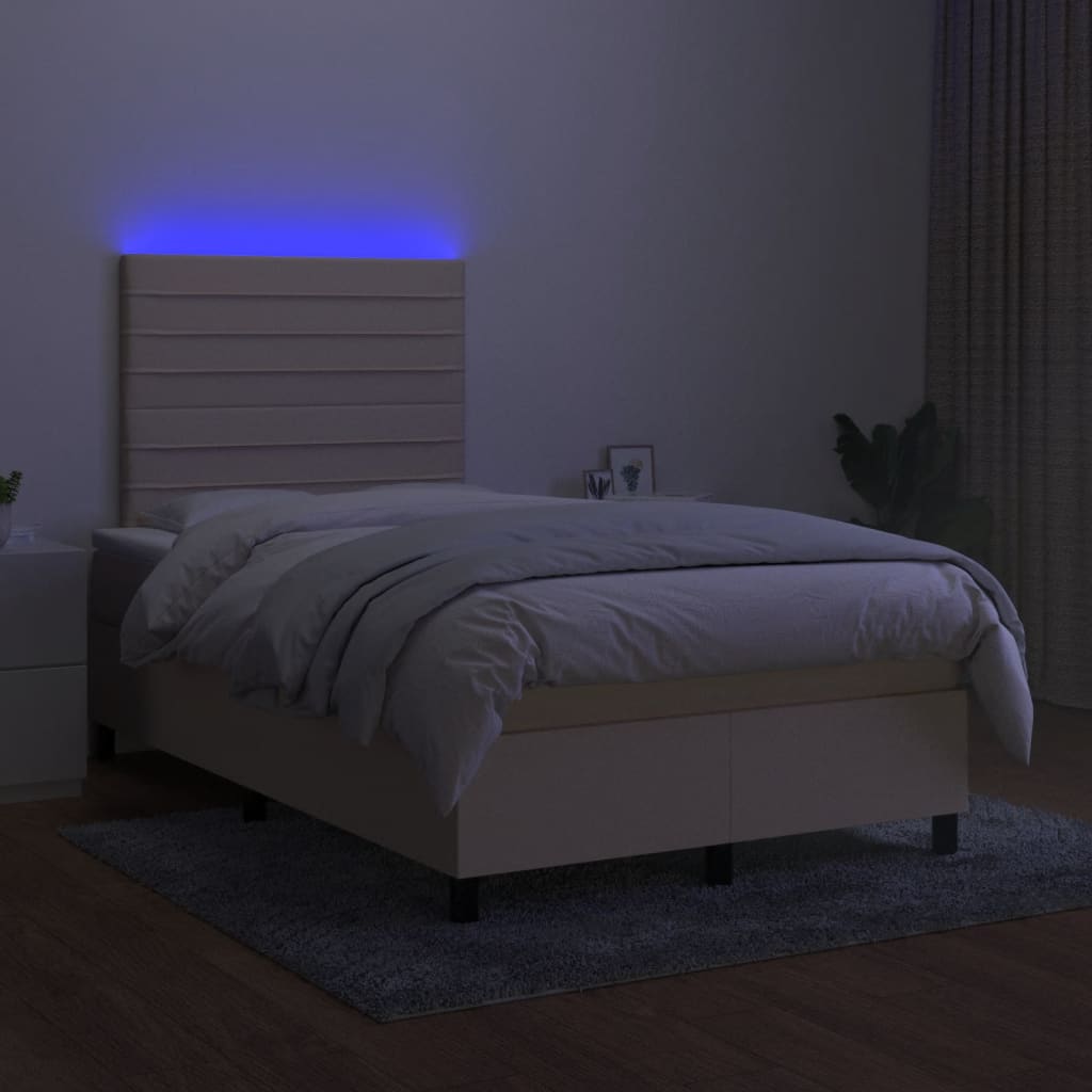 Boxspring met matras en LED stof crèmekleurig 120x190 cm is nu te koop bij PeponiXL, paradijselijk wonen!