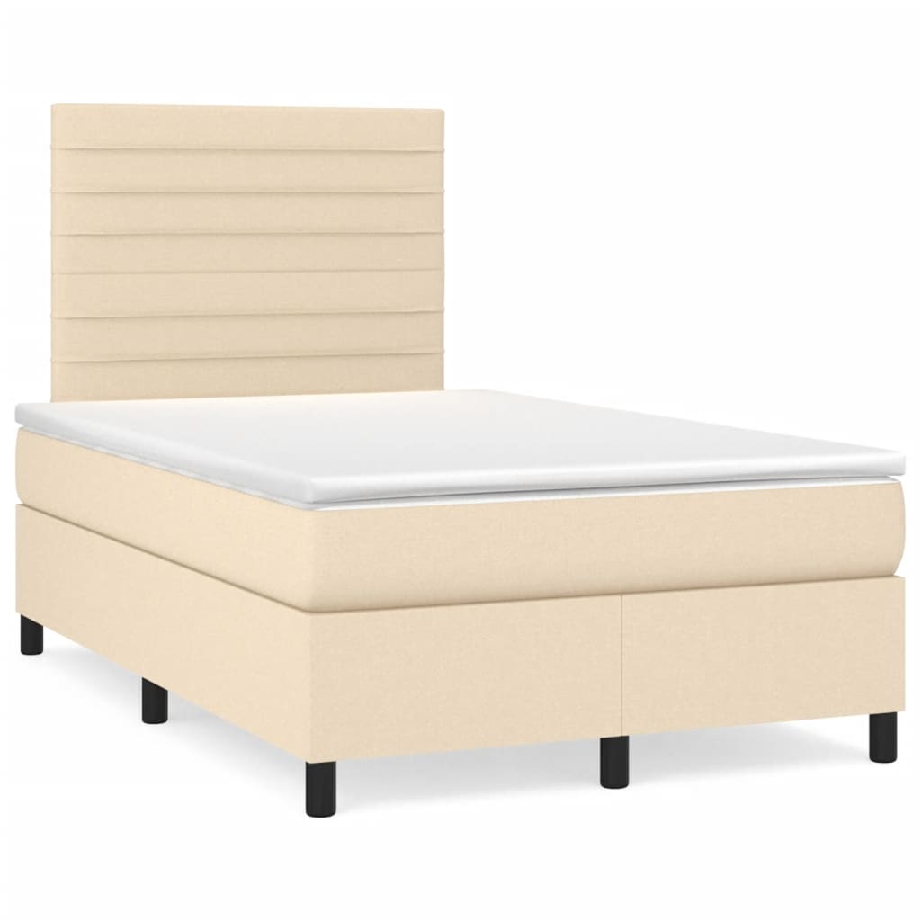 Boxspring met matras en LED stof crèmekleurig 120x190 cm is nu te koop bij PeponiXL, paradijselijk wonen!