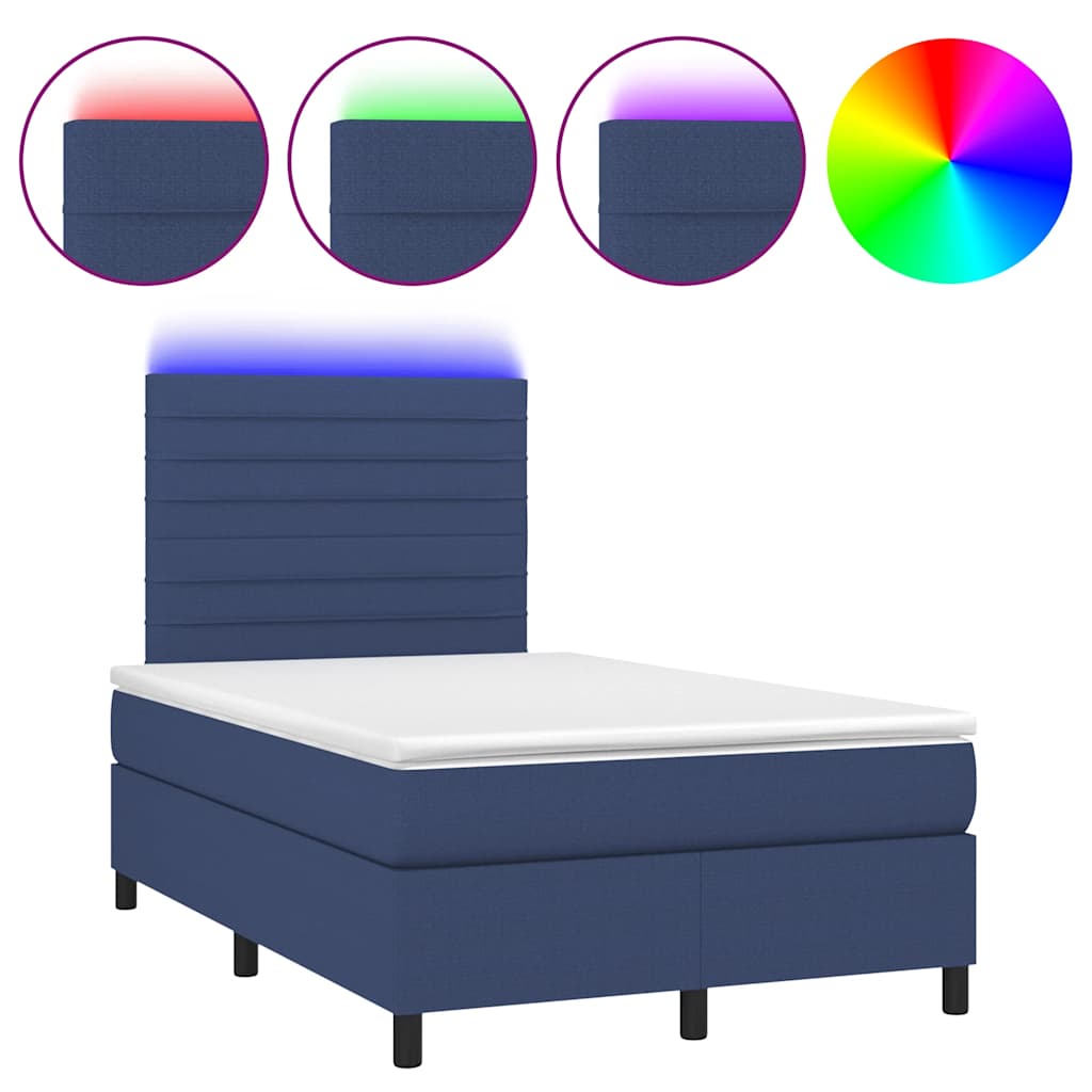 Boxspring met matras en LED stof blauw 120x190 cm is nu te koop bij PeponiXL, paradijselijk wonen!