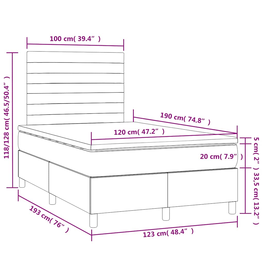 Boxspring met matras en LED stof blauw 120x190 cm is nu te koop bij PeponiXL, paradijselijk wonen!
