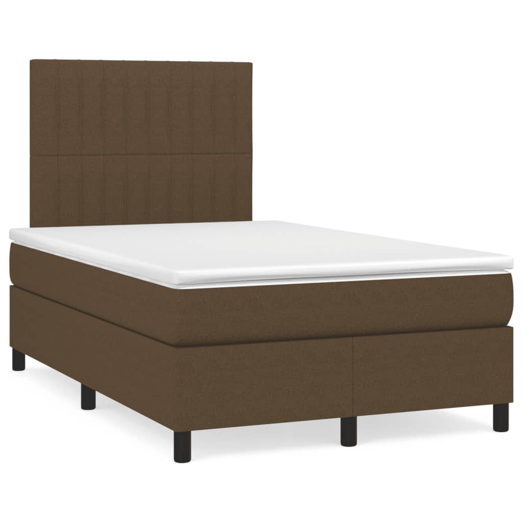 Boxspring met matras en LED stof donkerbruin 120x190 cm is nu te koop bij PeponiXL, paradijselijk wonen!