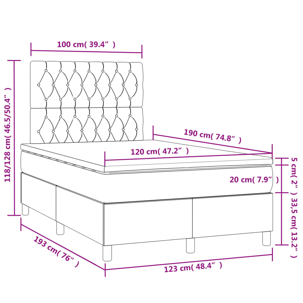 Boxspring met matras en LED stof donkerbruin 120x190 cm is nu te koop bij PeponiXL, paradijselijk wonen!