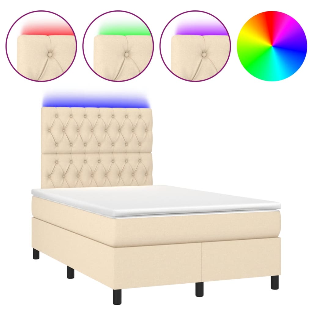 Boxspring met matras en LED stof crèmekleurig 120x190 cm is nu te koop bij PeponiXL, paradijselijk wonen!