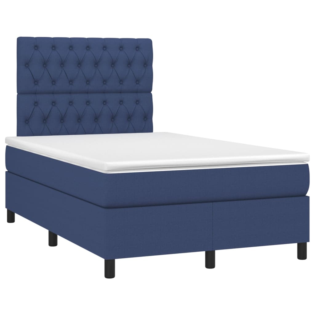 Boxspring met matras en LED stof blauw 120x190 cm is nu te koop bij PeponiXL, paradijselijk wonen!