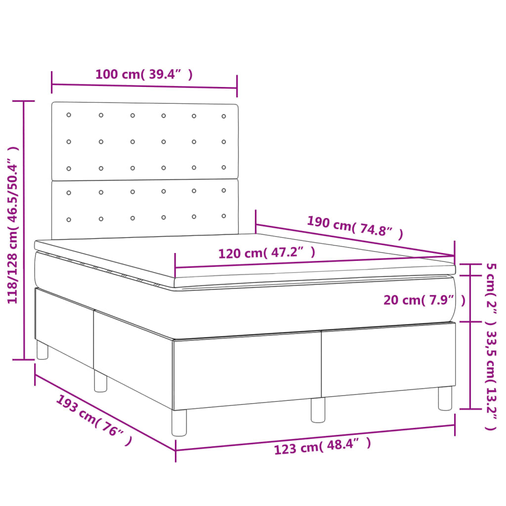 Boxspring met matras en LED stof blauw 120x190 cm is nu te koop bij PeponiXL, paradijselijk wonen!