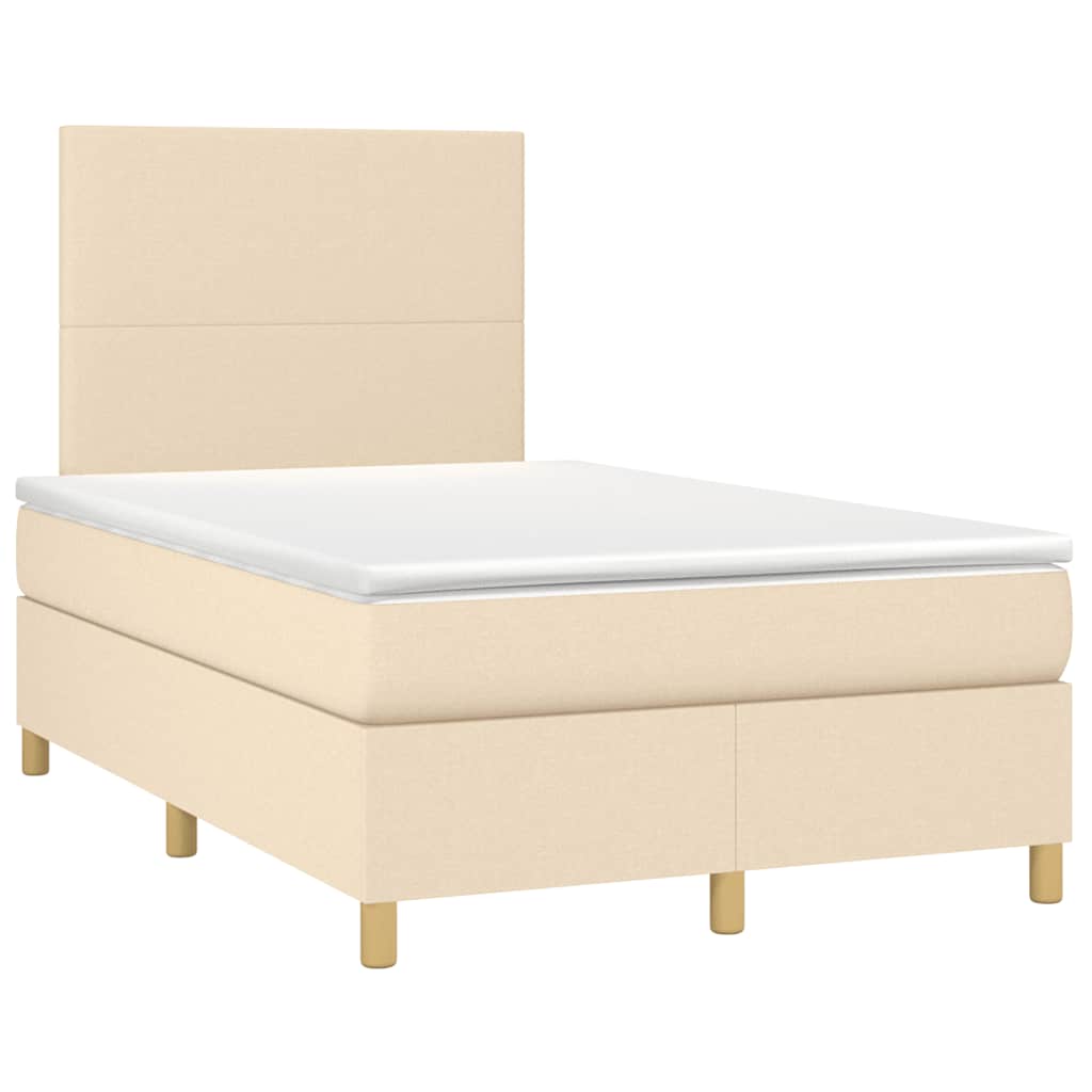 Boxspring met matras en LED stof crèmekleurig 120x190 cm is nu te koop bij PeponiXL, paradijselijk wonen!