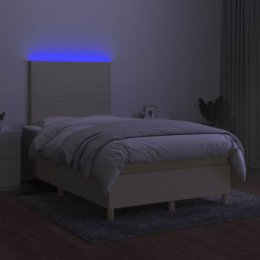 Boxspring met matras en LED stof crèmekleurig 120x190 cm is nu te koop bij PeponiXL, paradijselijk wonen!