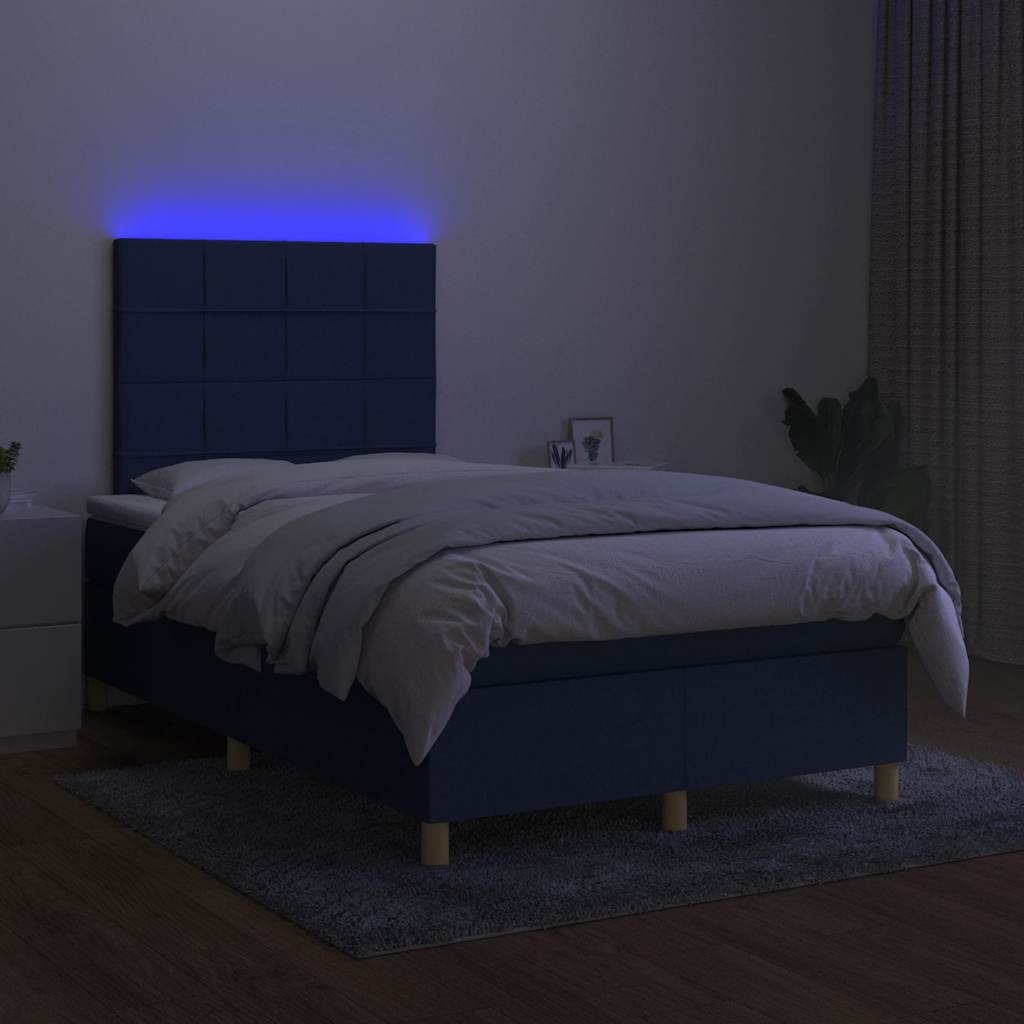 Boxspring met matras en LED stof blauw 120x190 cm is nu te koop bij PeponiXL, paradijselijk wonen!
