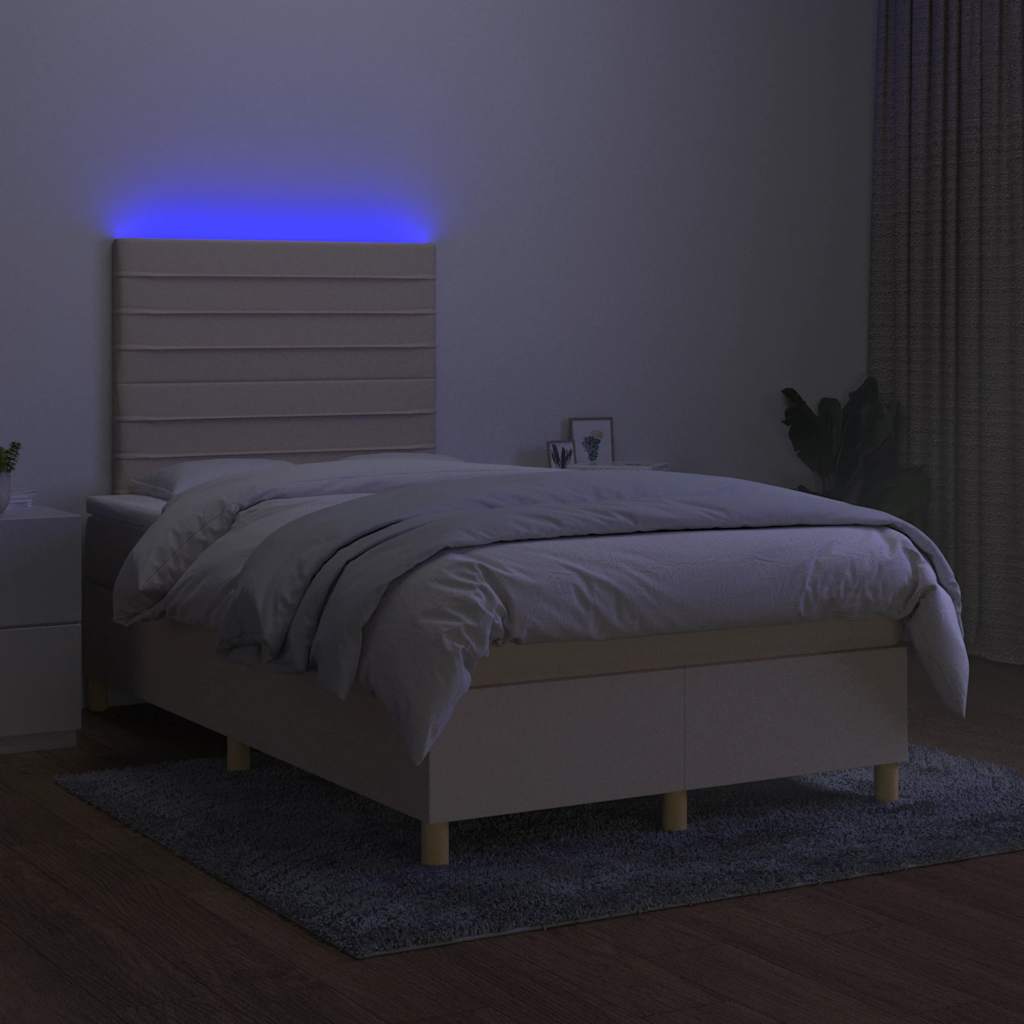 Boxspring met matras en LED stof crèmekleurig 120x190 cm is nu te koop bij PeponiXL, paradijselijk wonen!