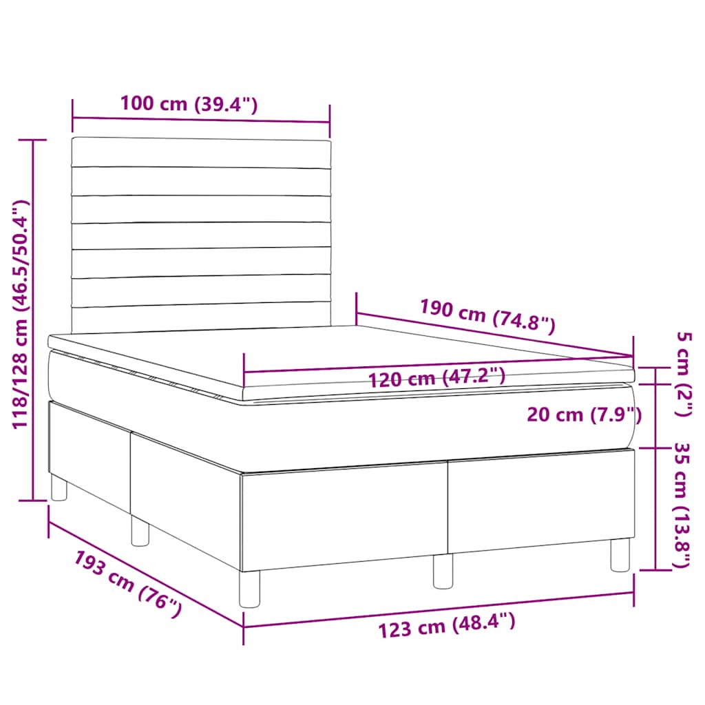Boxspring met matras en LED stof crèmekleurig 120x190 cm is nu te koop bij PeponiXL, paradijselijk wonen!