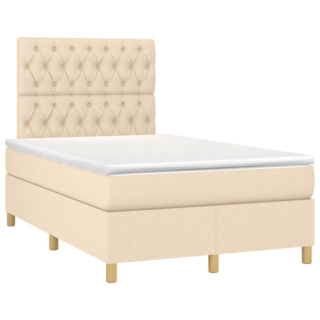 Boxspring met matras en LED stof crèmekleurig 120x190 cm is nu te koop bij PeponiXL, paradijselijk wonen!