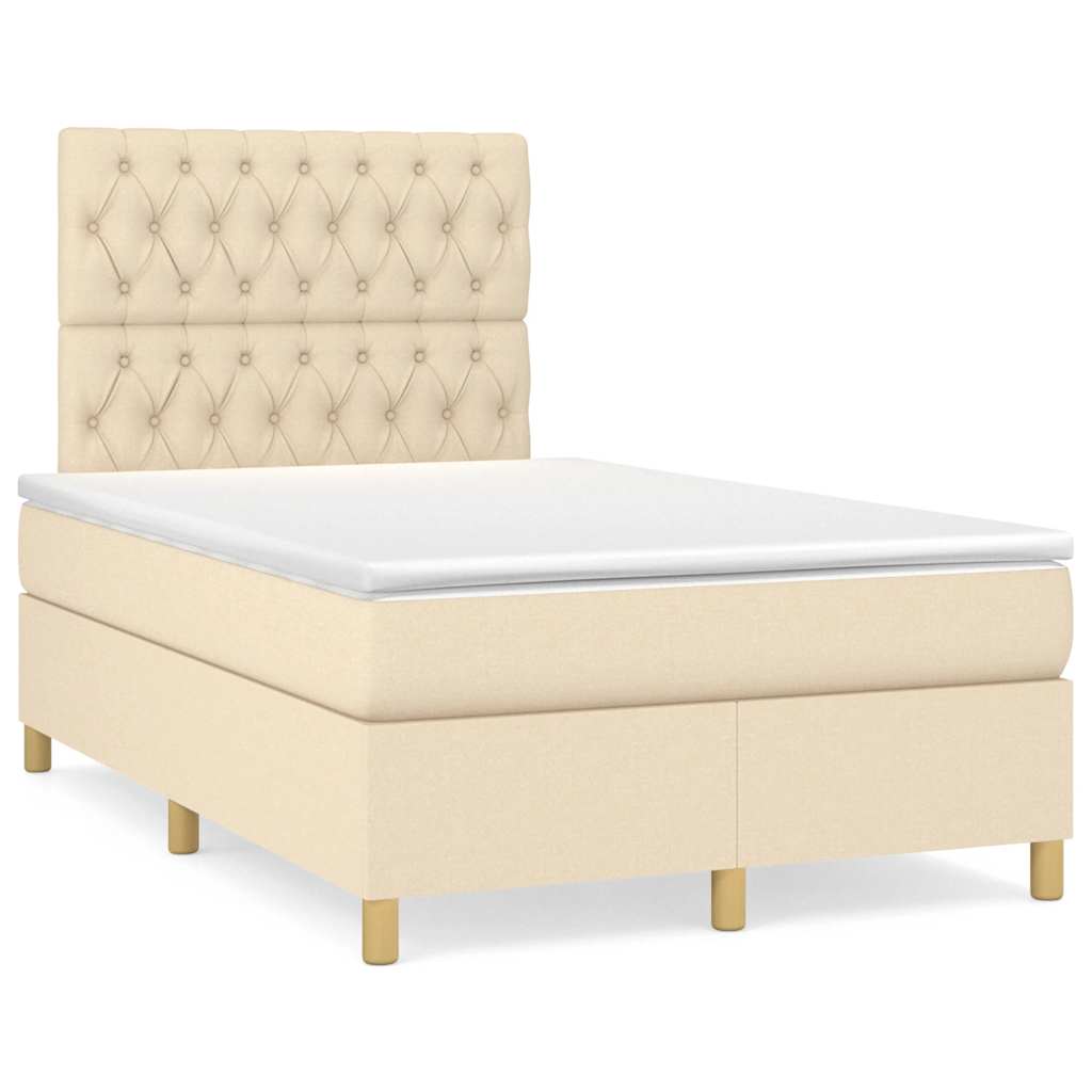 Boxspring met matras en LED stof crèmekleurig 120x190 cm is nu te koop bij PeponiXL, paradijselijk wonen!